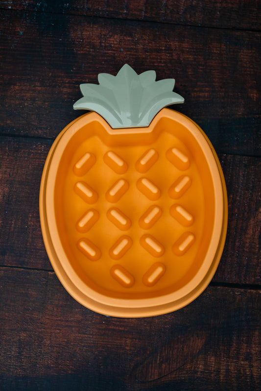 Pineapple Paradise Slow Feeder Dog Bowl - Soft Pastel Peach, 2 Cups of Kibble Capacity